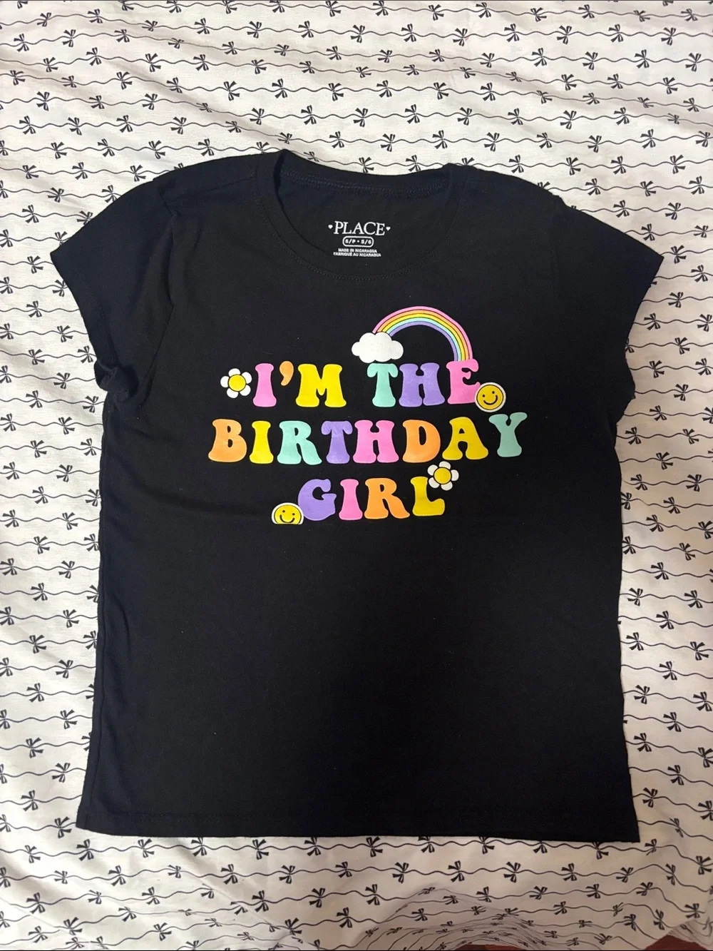 The Children's Place Black 'I'm The Birthday Girl' Rainbow Graphic Tee